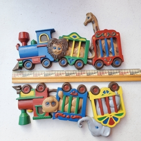 Vtg Homco ZOO Train wall plaques Lion Giraffe Tiger Elephant nursery room decor - Picture 2 of 5